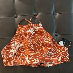 Forever 21 Brown and Orange Graphic Crop Top - Size S